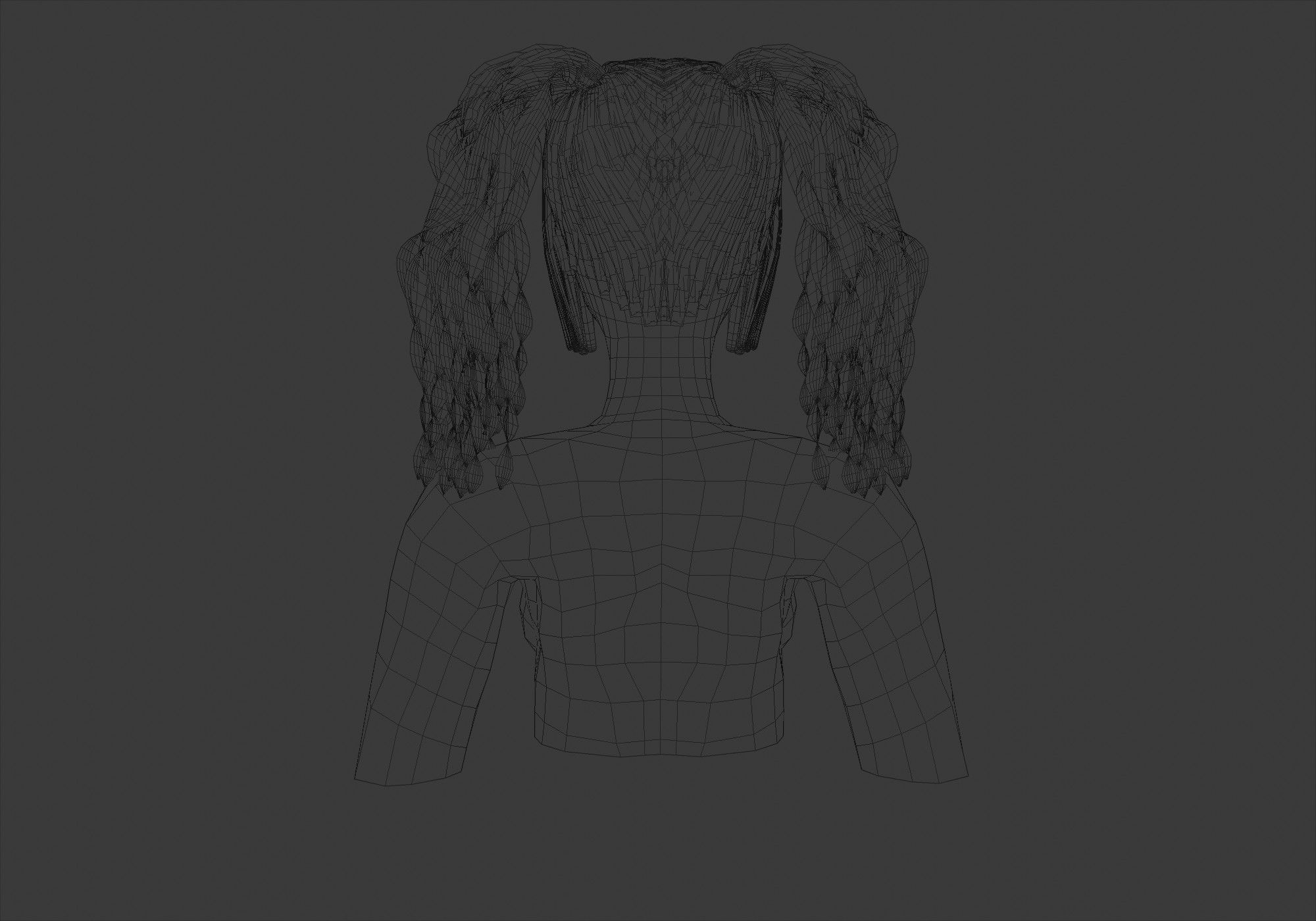 Curly Pigtails Hairstyle  3D model_9