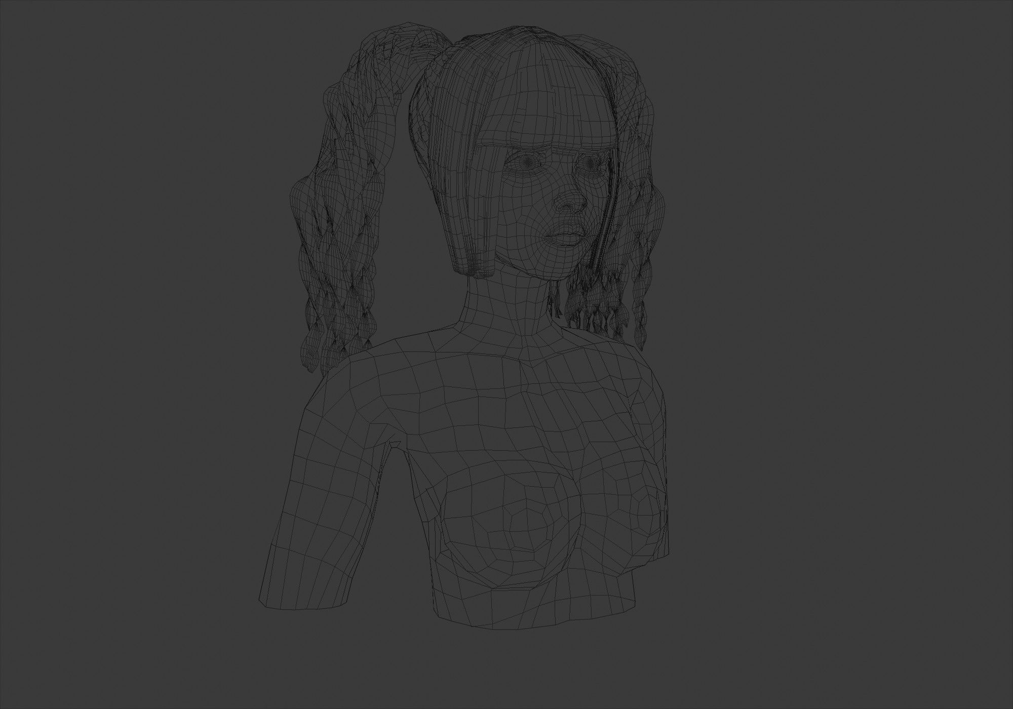 Curly Pigtails Hairstyle  3D model_6