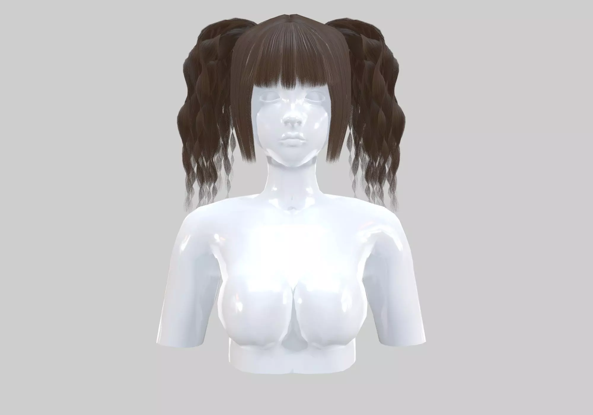 Curly Pigtails Hairstyle  3D model_0