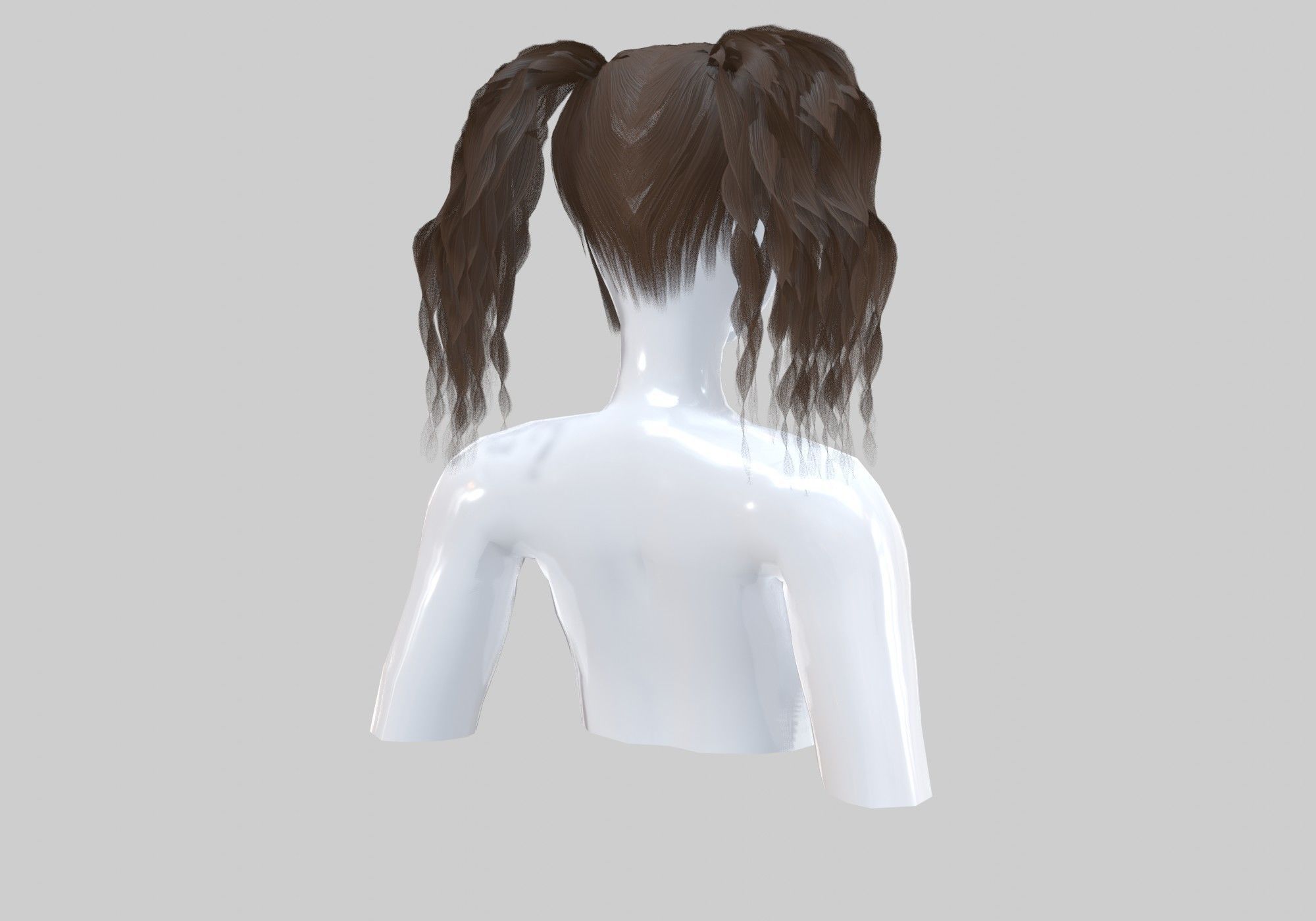 Curly Pigtails Hairstyle  3D model_3
