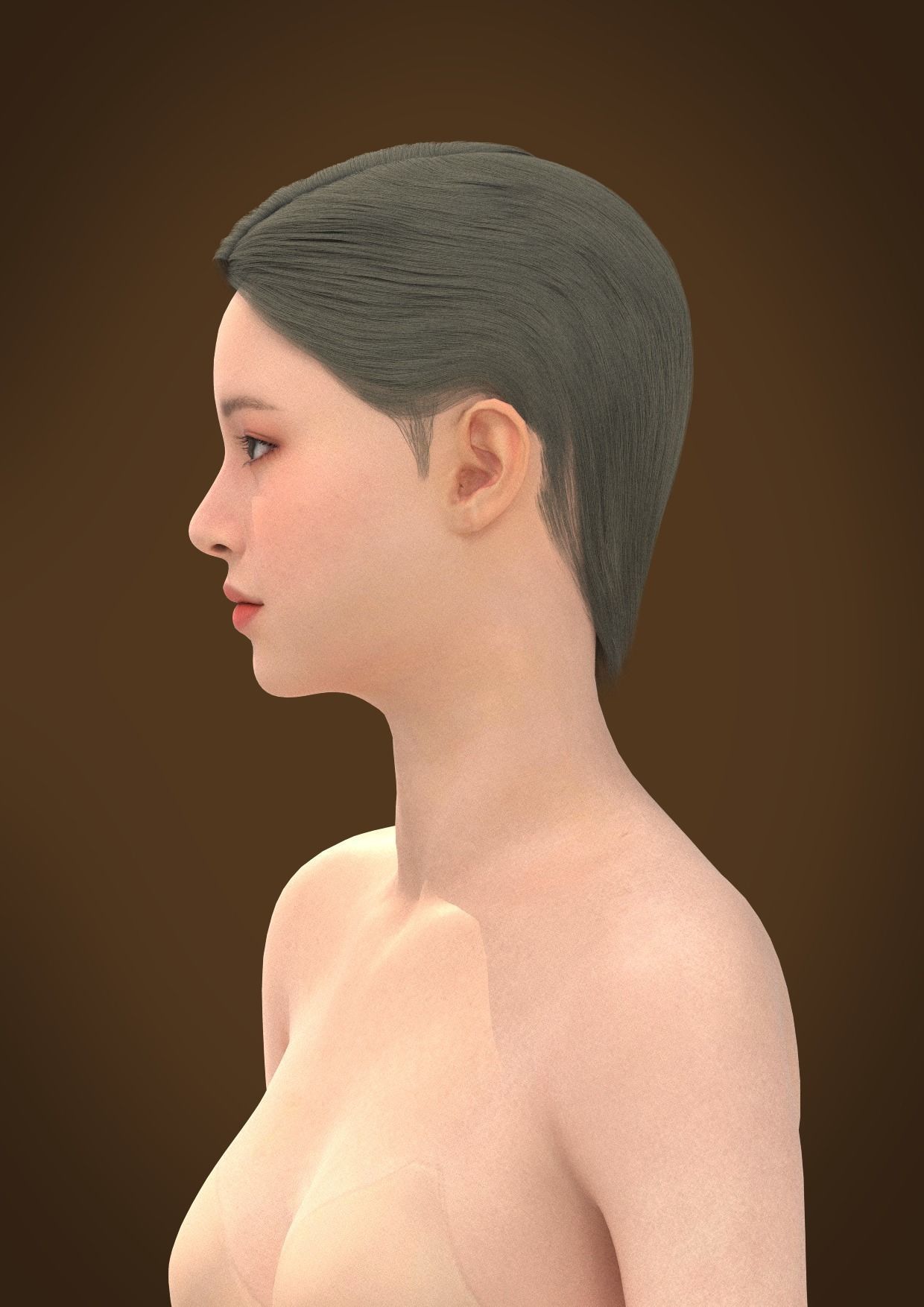 Short hair 017-FV2 for Yuna-FV2 3D model from 3DClo Software 3D model_2