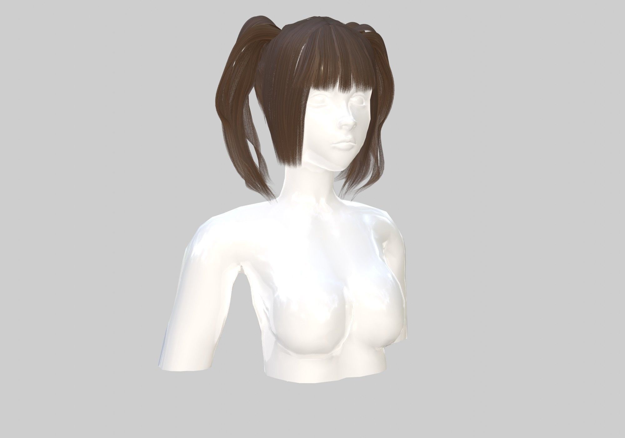 Bangs Ponytails Hairstyle 3D model_1