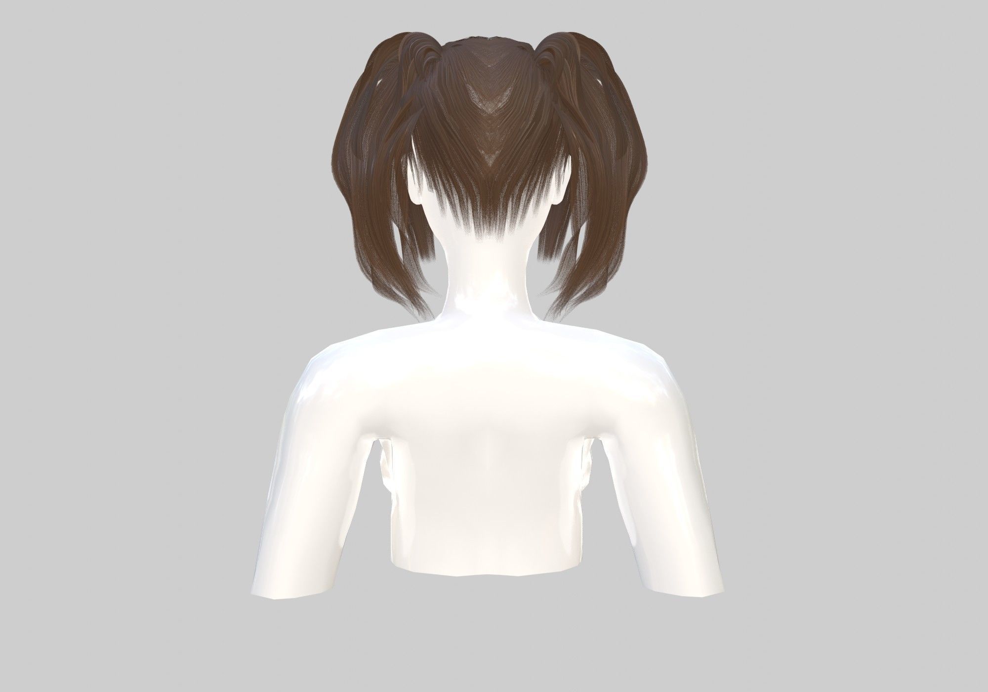 Bangs Ponytails Hairstyle 3D model_4