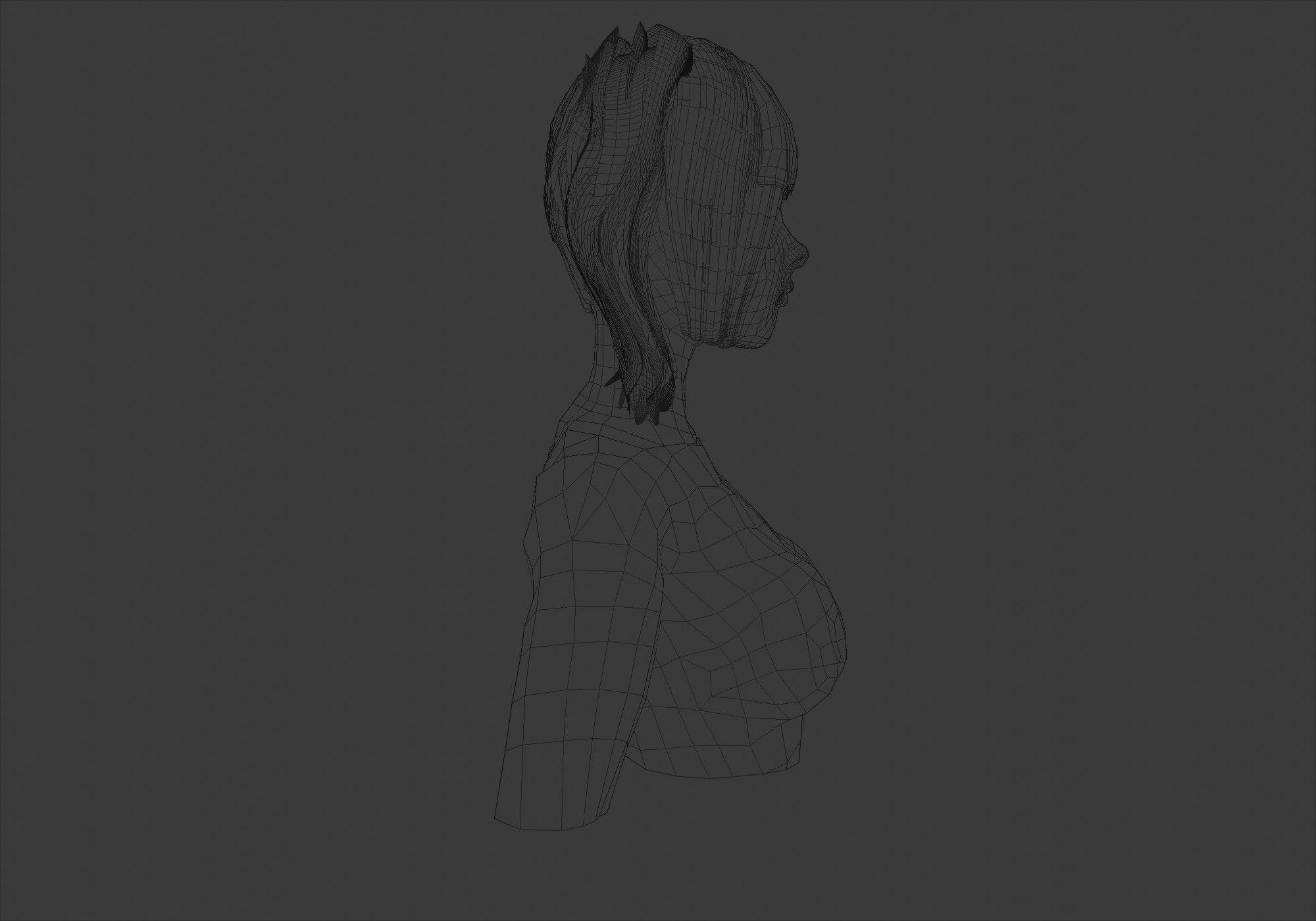 Bangs Ponytails Hairstyle 3D model_7