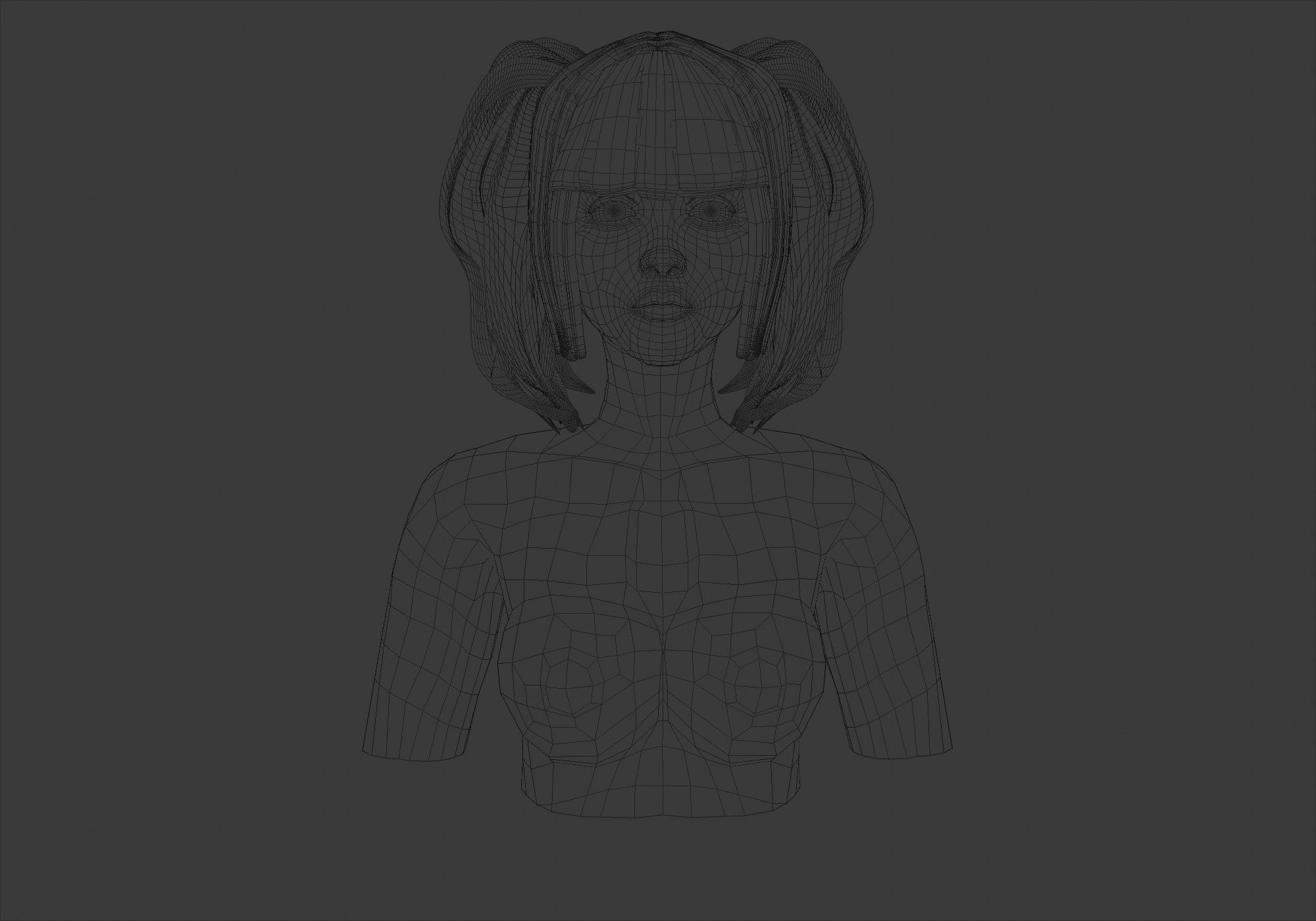 Bangs Ponytails Hairstyle 3D model_5