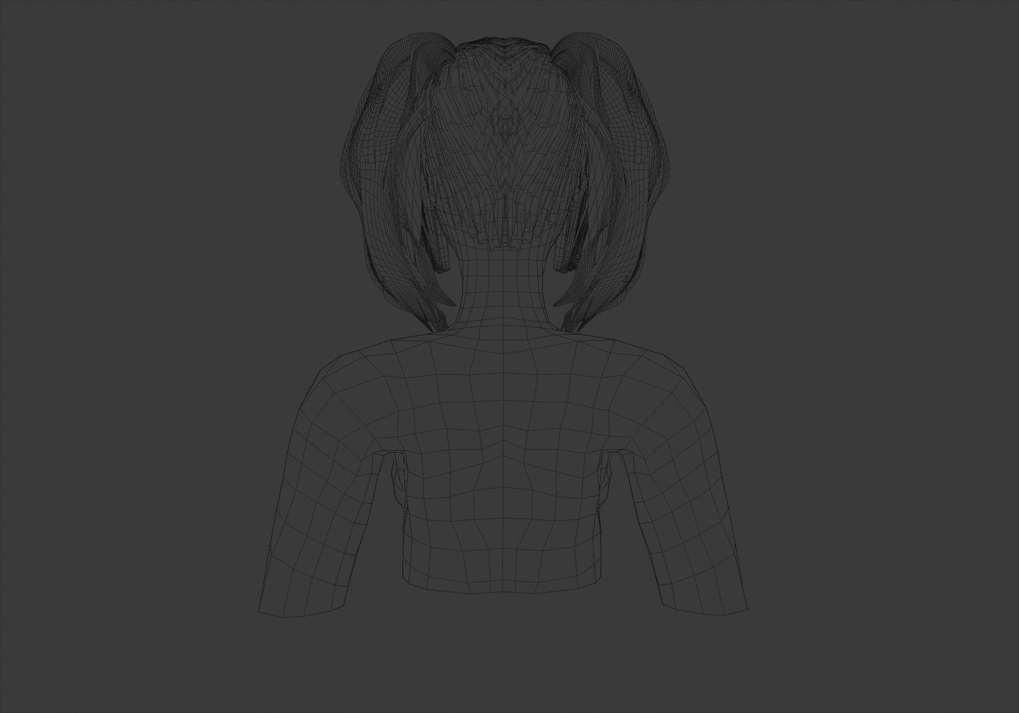 Bangs Ponytails Hairstyle 3D model_9