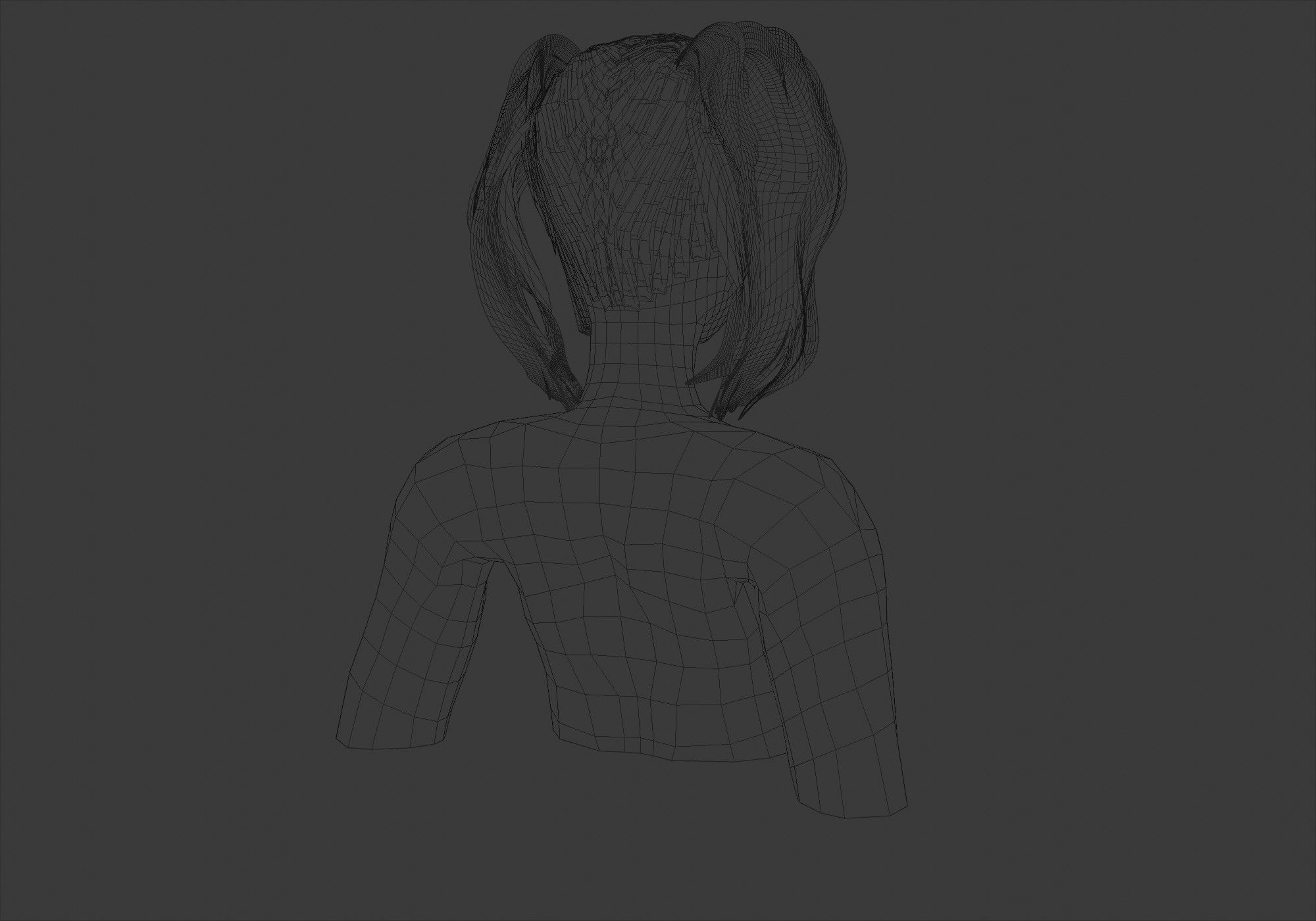 Bangs Ponytails Hairstyle 3D model_8