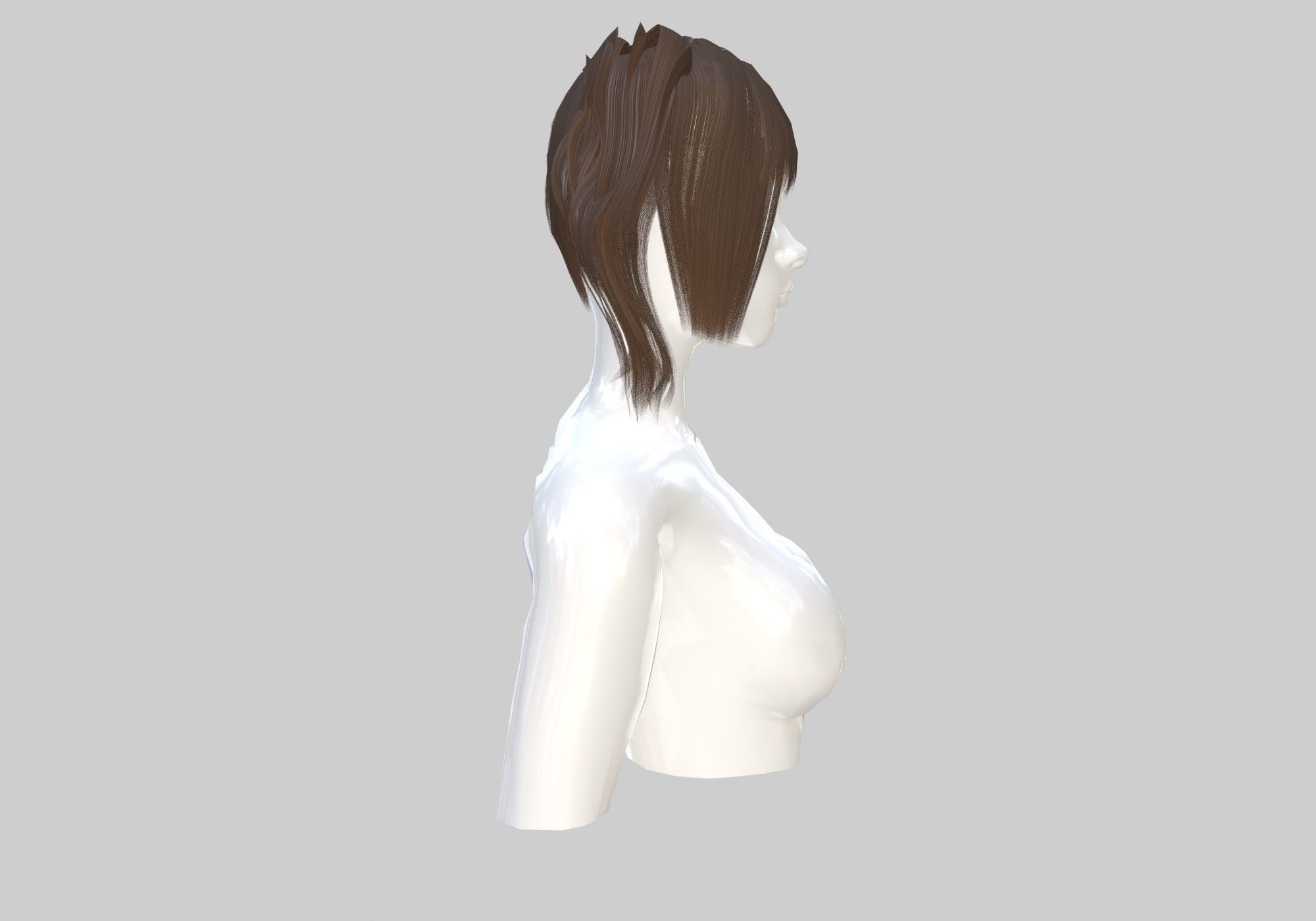 Bangs Ponytails Hairstyle 3D model_2