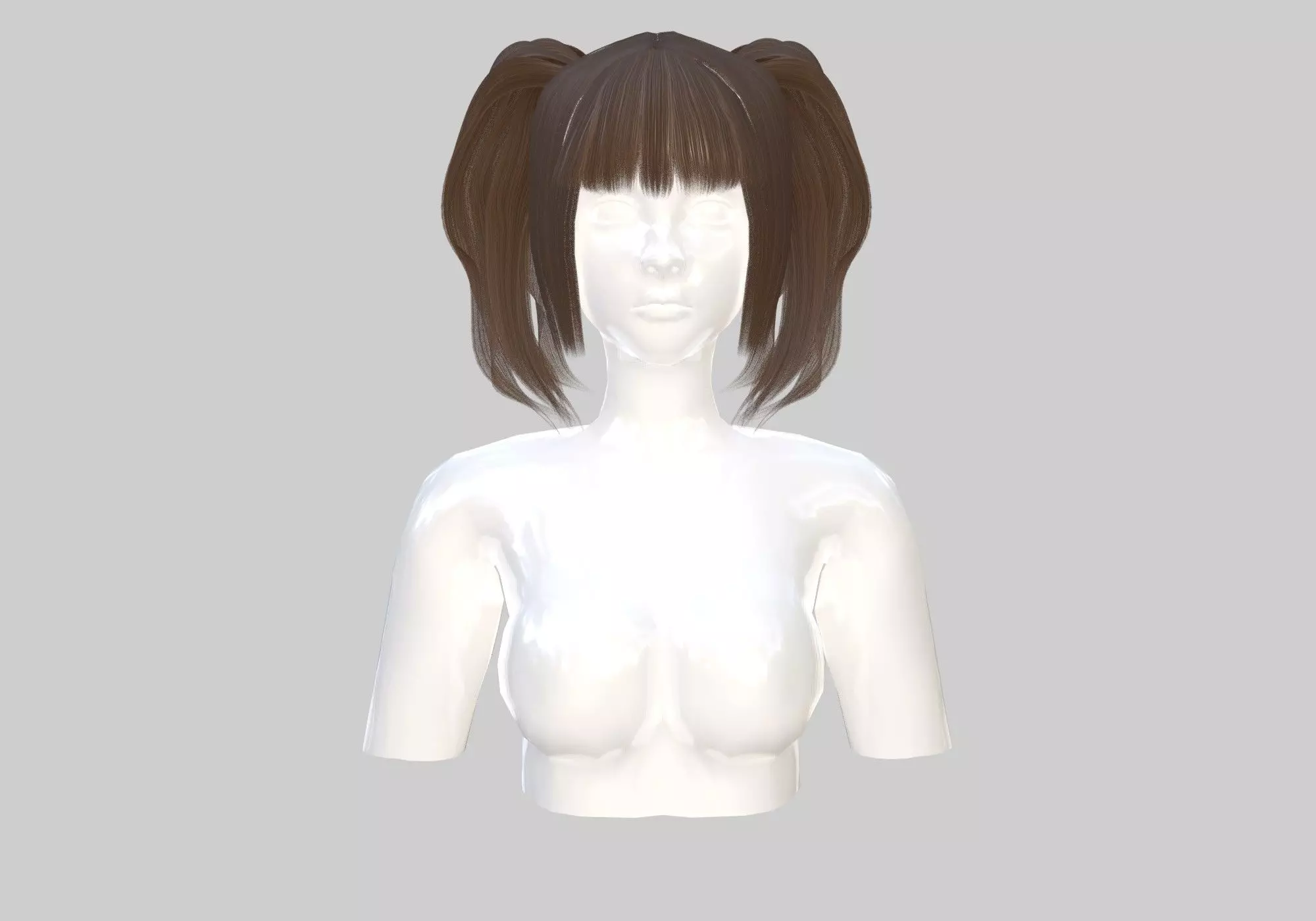 Bangs Ponytails Hairstyle 3D model_0