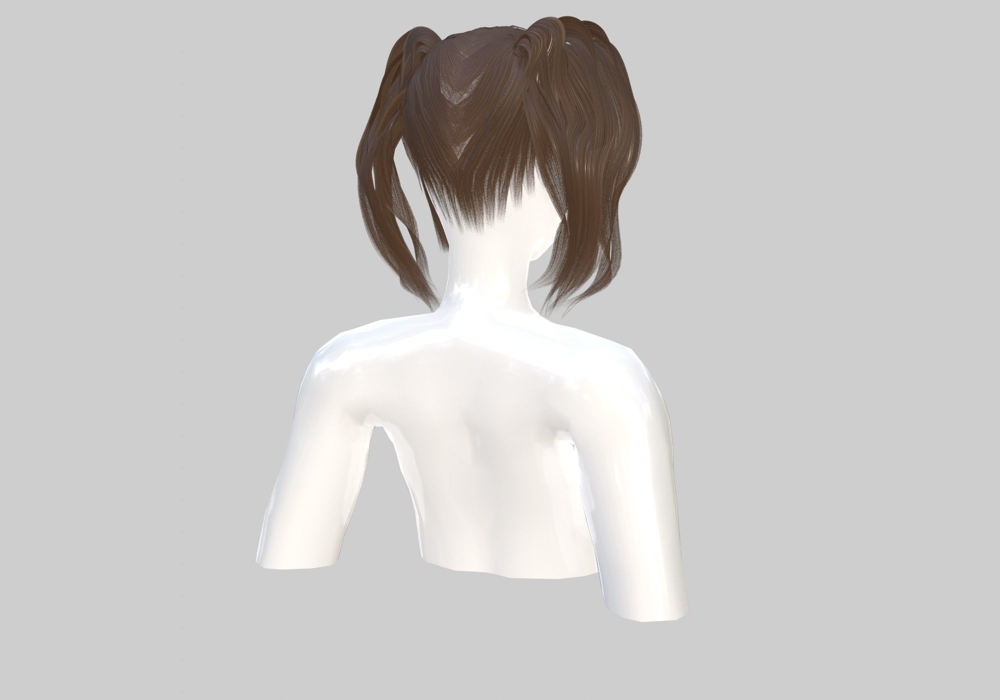 Bangs Ponytails Hairstyle 3D model_3