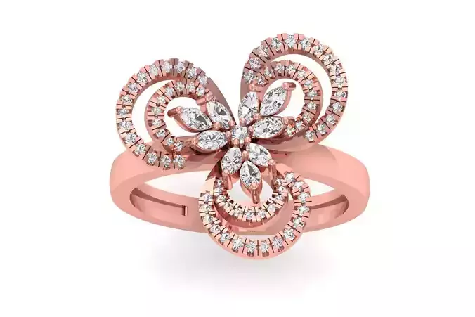 Solitaire Women Marquise Diamond Flower Ring