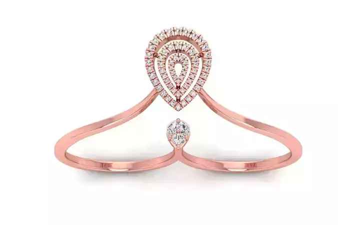 Solitaire Women Wedding Engagement Two Finger Ring 3D print model