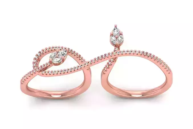 Solitaire Women Wedding Engagement Two Finger Ring 3D print model