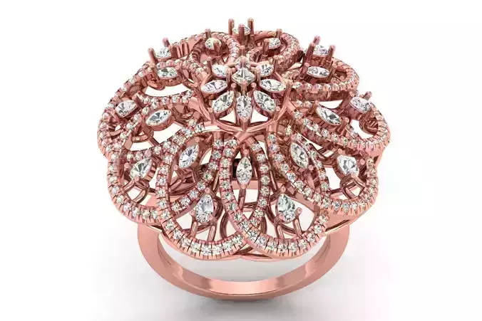 Women Flower Marquise Diamond Bridal Ring 