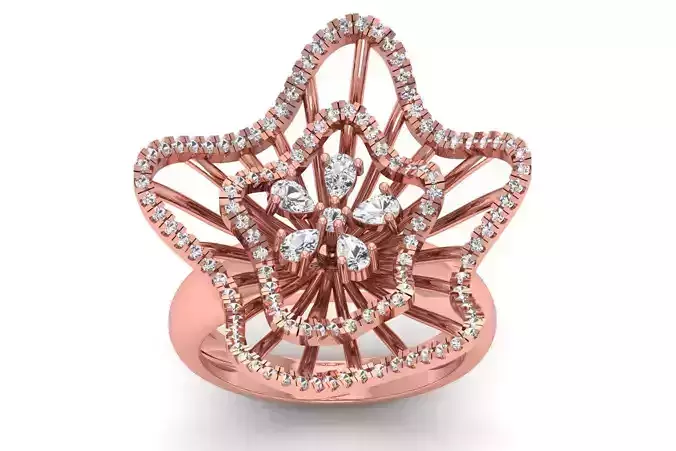 Women Flower Pear Diamond Bridal Ring 