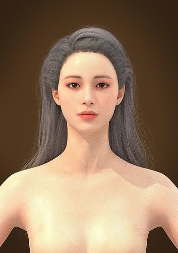 Long hair 018-FV2 for Yuna-FV2 3D model from 3DClo Software 3D model