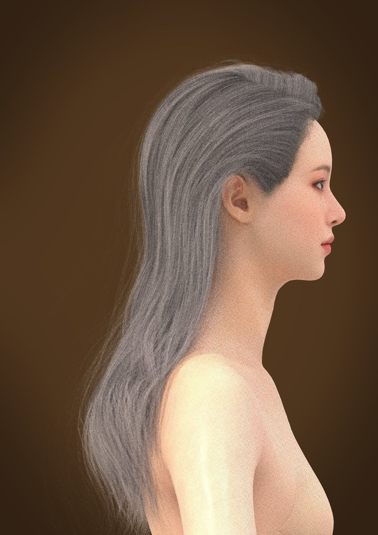 Long hair 018-FV2 for Yuna-FV2 3D model from 3DClo Software 3D model_2