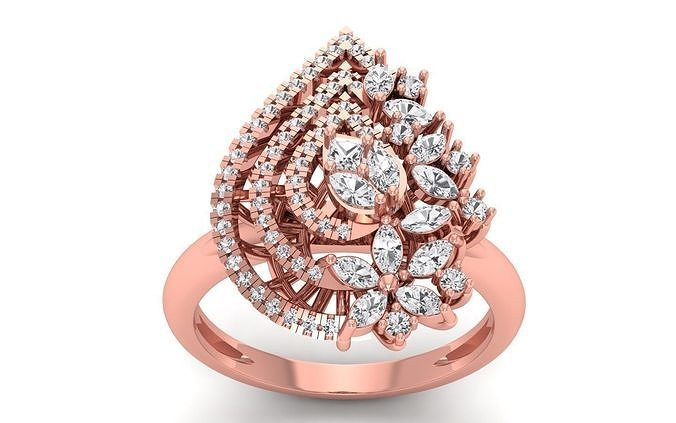 Women Flower Marquise Diamond Bridal Ring 3D print model