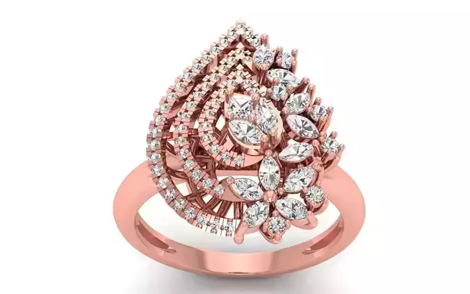 Women Flower Marquise Diamond Bridal Ring