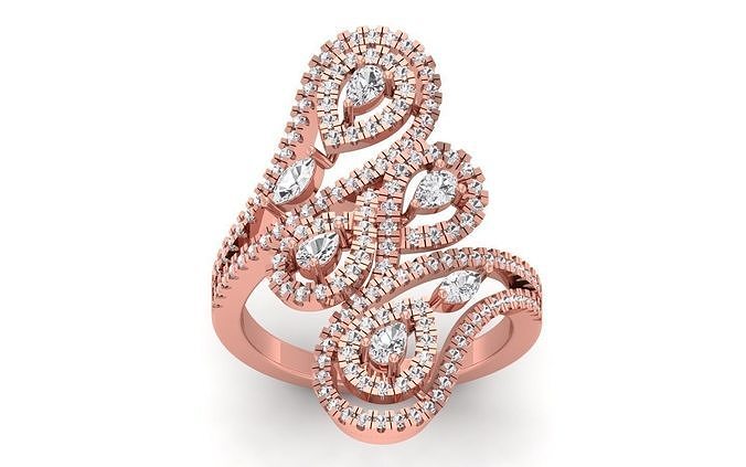 Solitaire Women Wedding Engagement Pear Diamond Bridal Ring 3D print model