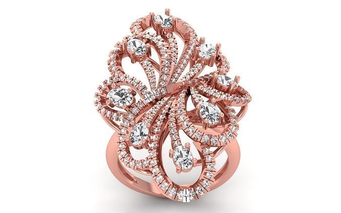 Women Flower Pear Diamond Bridal Ring  3D print model