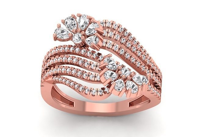 Women Flower Pear Diamond Bridal Ring  3D print model