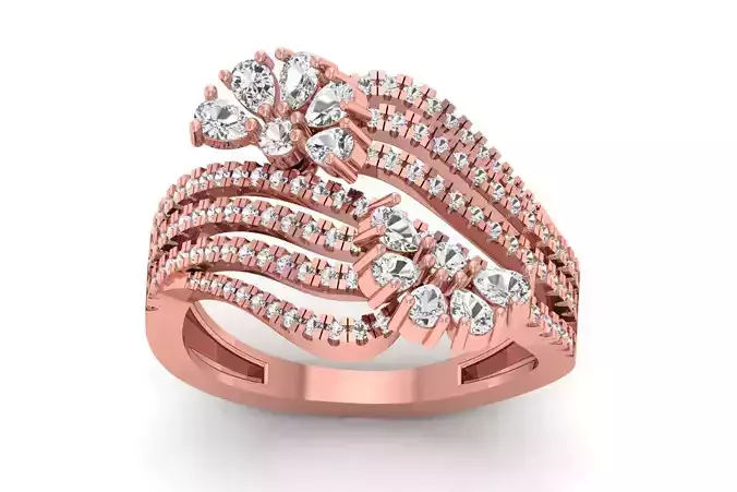 Women Flower Pear Diamond Bridal Ring  3D print model