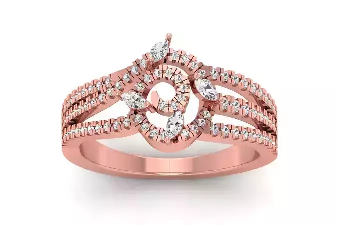 Marquise Diamond Women Three Band Ring 3D print model
