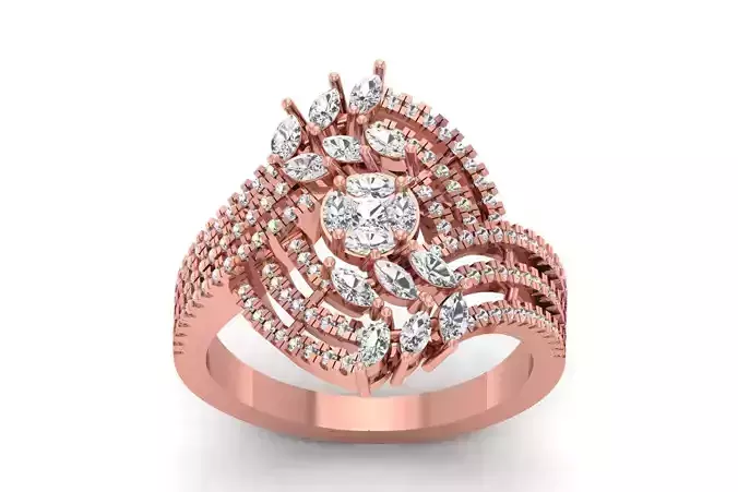 Women Flower Marquise Diamond Bridal Ring