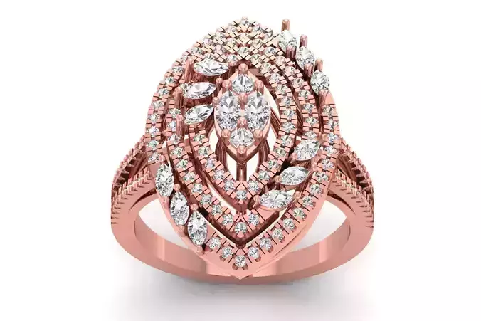 Women Flower Marquise Diamond Bridal Ring