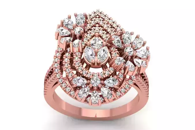 Solitaire Wedding Engagement Women Pear Diamond Bridal Ring 3D print model