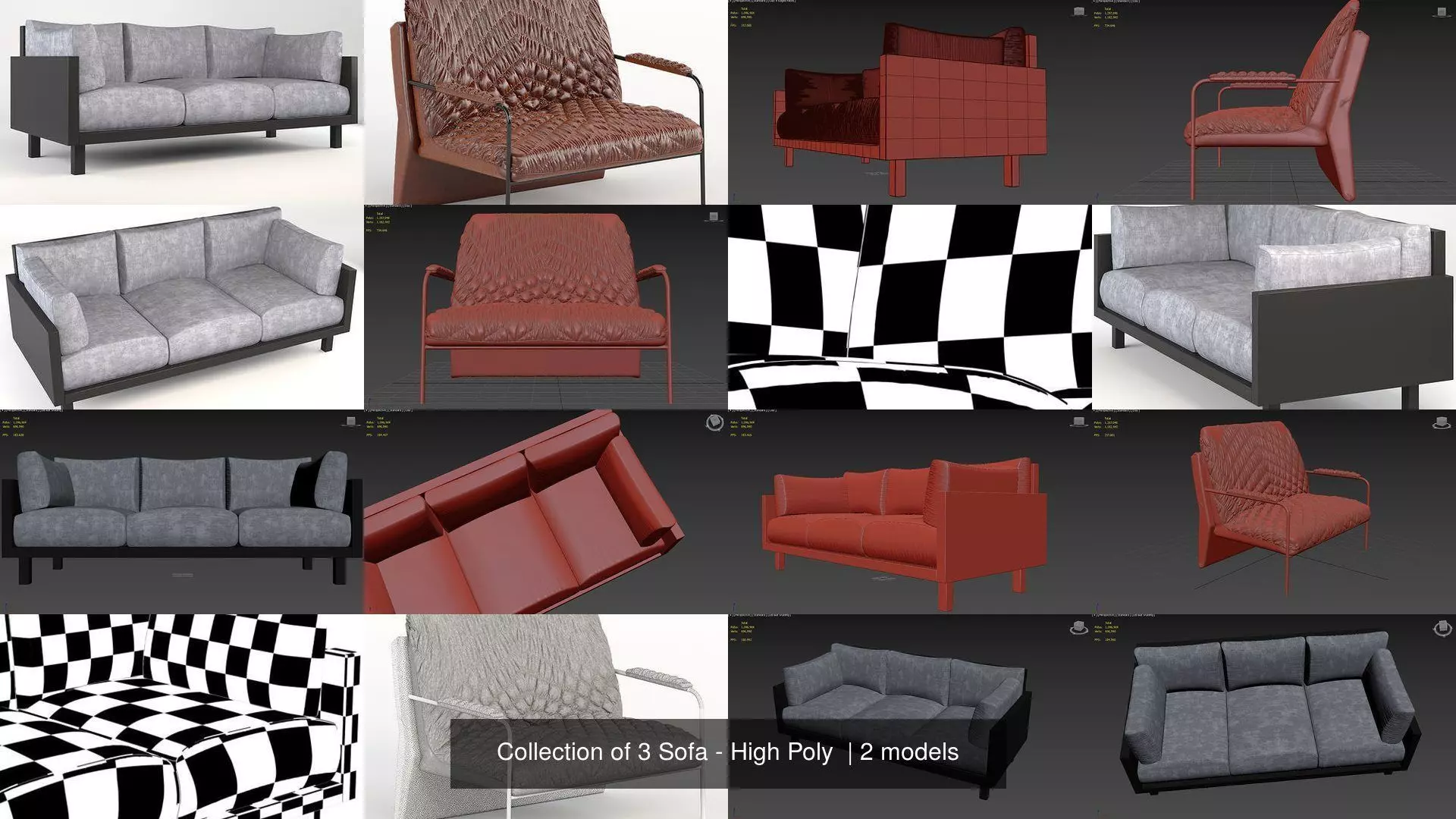 Collection of 3 Sofa - High Poly  _1