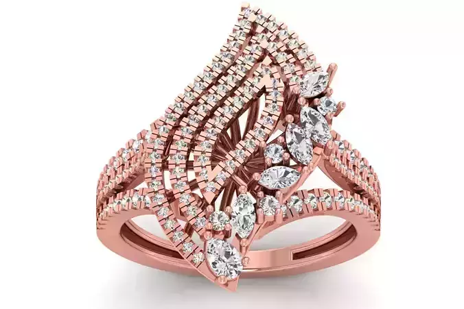 Women Flower Marquise Diamond Bridal Ring