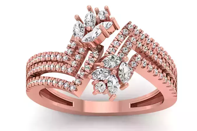 Women Flower Marquise Diamond Bridal Ring