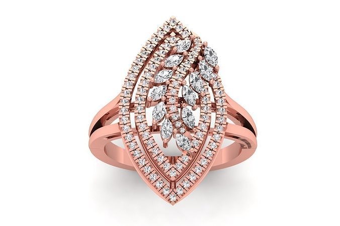 Marquise Diamond Women Double Band Ring 3D print model