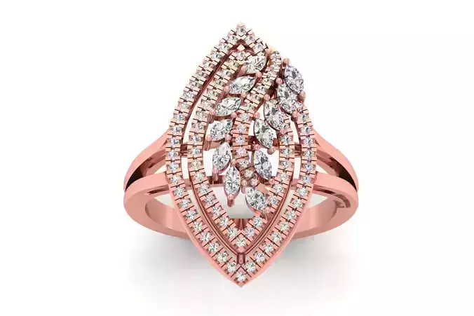 Marquise Diamond Women Double Band Ring 3D print model