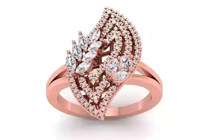 Women Flower Marquise Diamond Bridal Ring