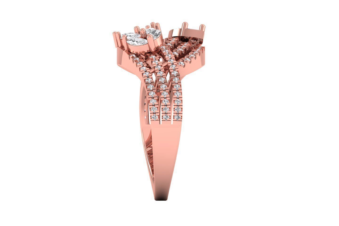  Women Marquise Diamond Three Band Bridal Ring 3D print model_1