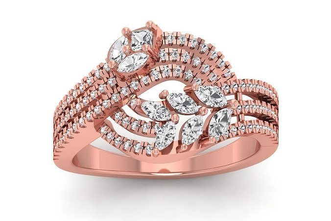  Women Marquise Diamond Three Band Bridal Ring 3D print model