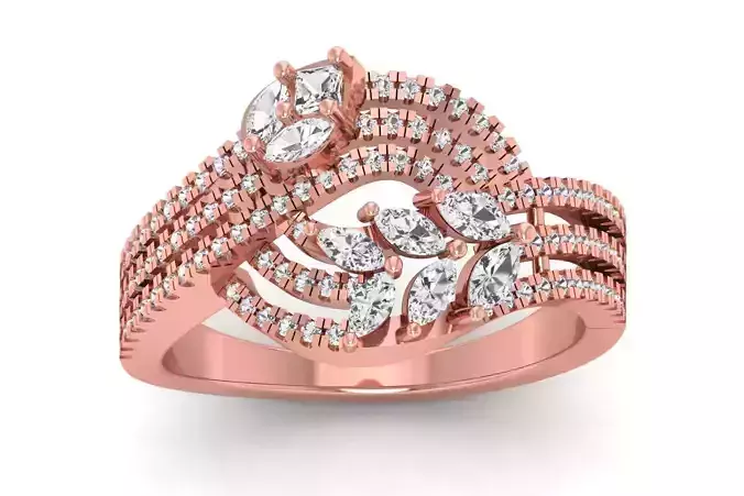  Women Marquise Diamond Three Band Bridal Ring 3D print model