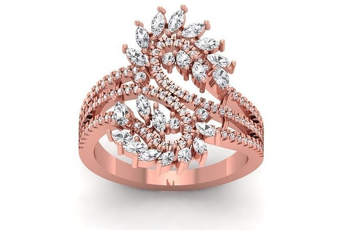  Women Marquise Diamond Three Band Bridal Ring 3D print model