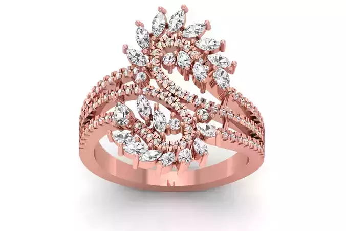  Women Marquise Diamond Three Band Bridal Ring 3D print model