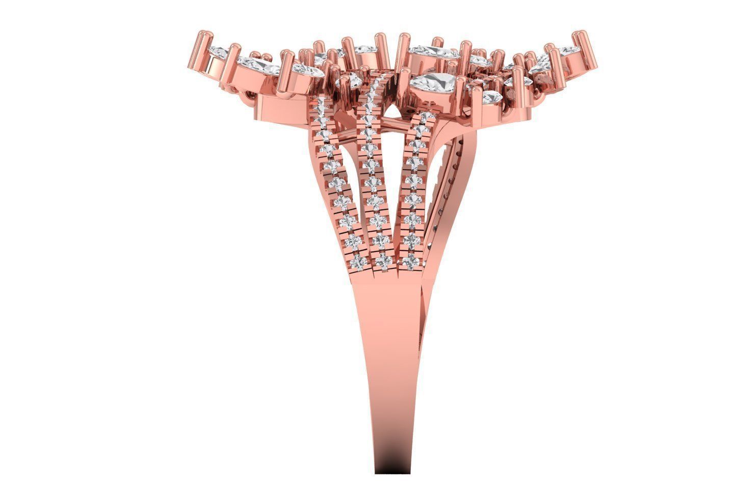  Women Marquise Diamond Three Band Bridal Ring 3D print model_2