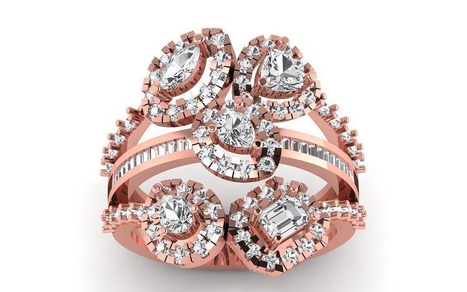 Women Flower Pear Diamond Bridal Ring  3D print model