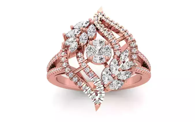 Women Flower Marquise Diamond Bridal Ring