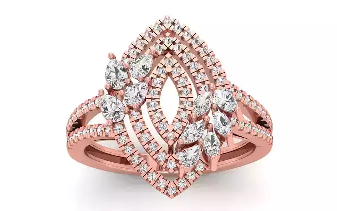 Women Flower Marquise Diamond Bridal Ring