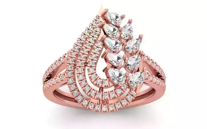 Women Flower Pear Diamond Bridal Ring 