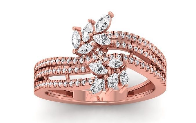  Women Marquise Diamond Three Band Bridal Ring 3D print model