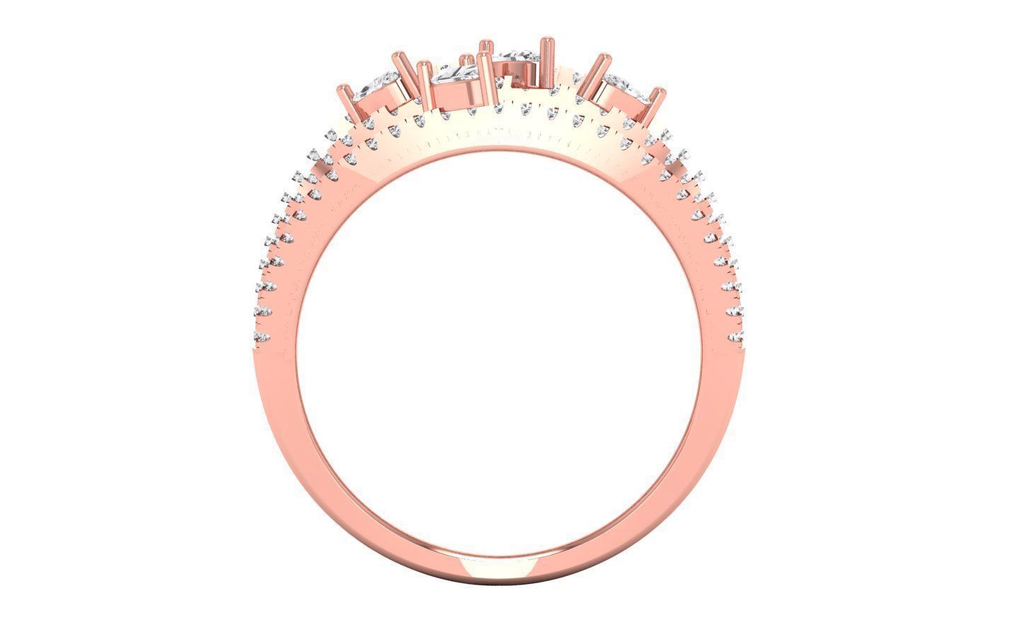 Marquise Diamond Women Four Band Ring 3D print model_2
