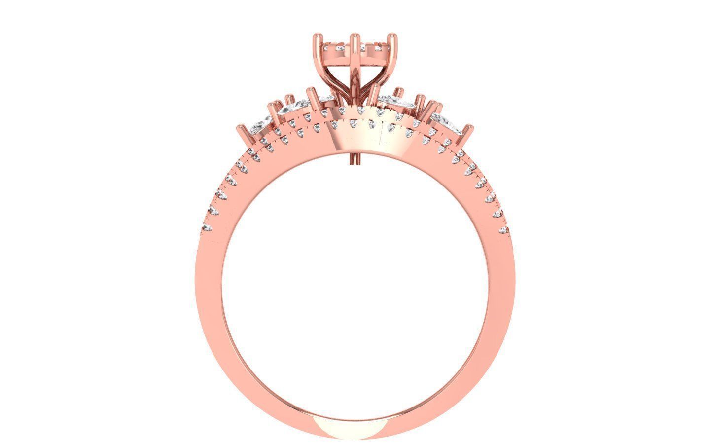 Marquise Diamond Women Four Band Ring 3D print model_2